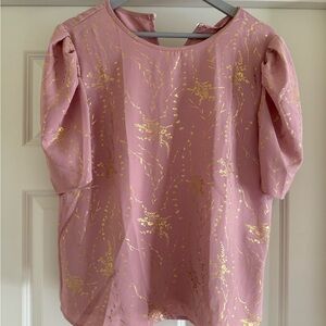 SHEIN Pink Blouse with Gold Accents